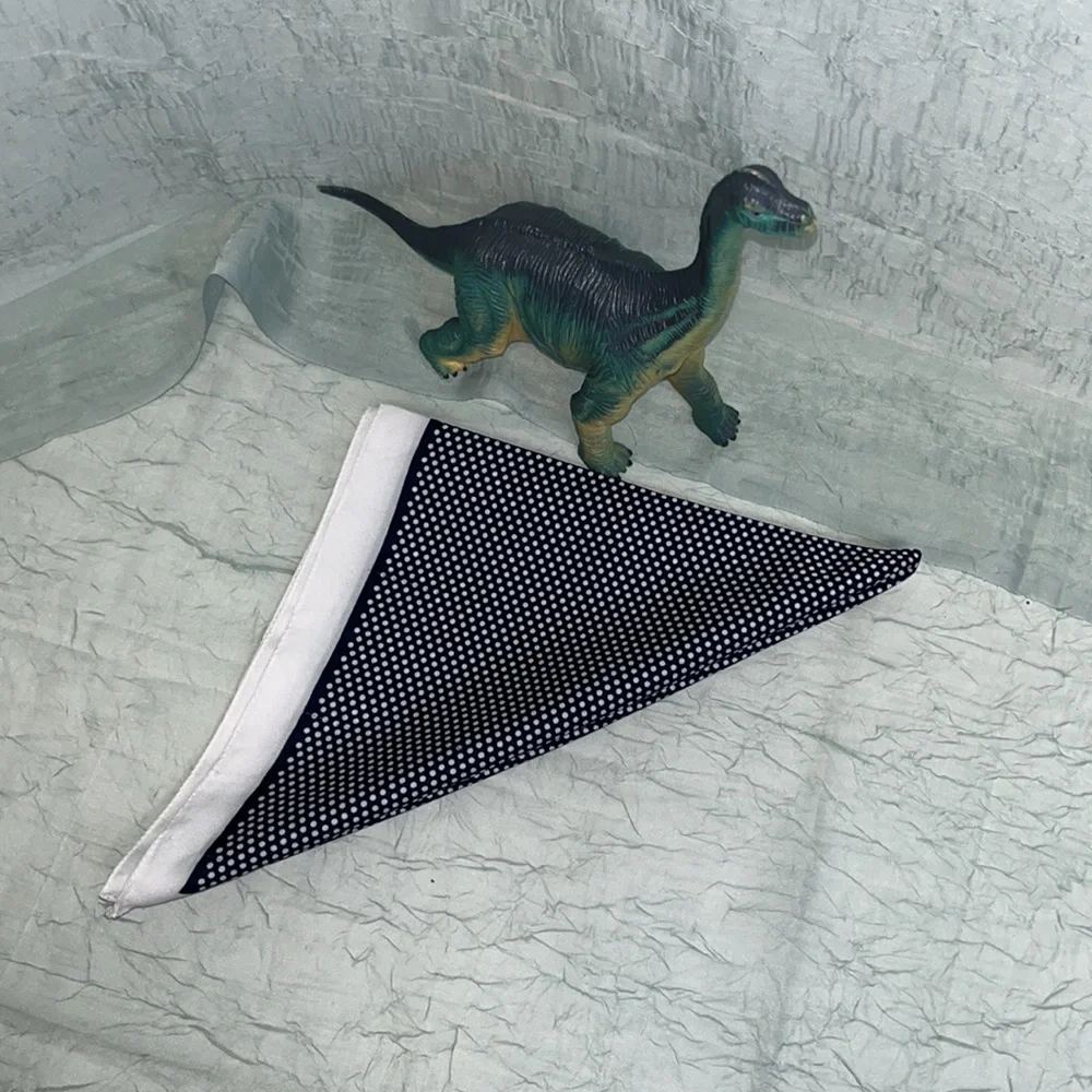 Vintage Navy Blue and Micro White Polka Dot Square Italian Scarf